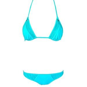 VTG AUTH Christian Dior Aqua Monogram Logo Mesh Panel Tie String Bikini Swimsuit